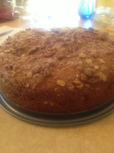 This is the Coffee Cake right out of the oven, but later I added frosting to the top;)